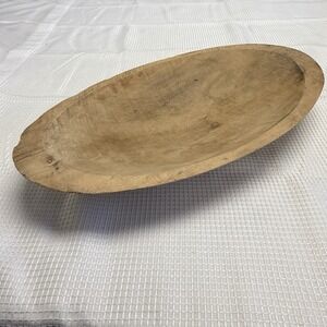 Antique Primitive 16.5"x9" Wooden Dough Trencher Hand Carved Bowl Americana Old